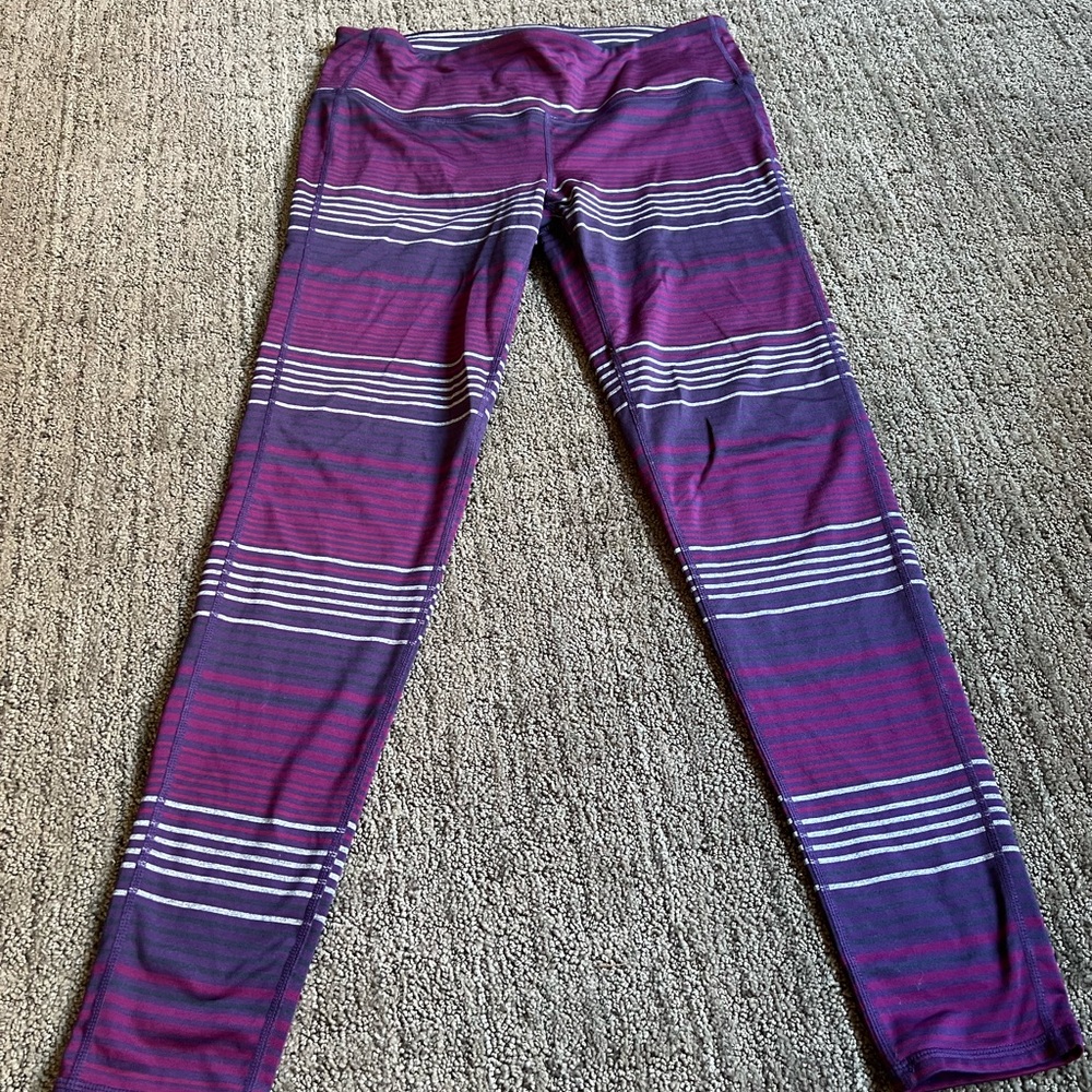 Athleta Purple Striped Leggings for Active Wear